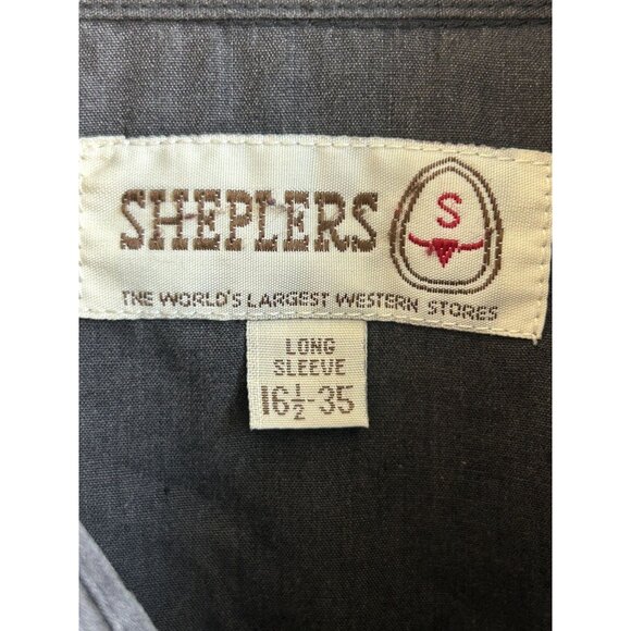 Sheplers Men's Vintage Gray Western Pearl Snap Long Sleeve Shirt Size 16.5 - Picture 4 of 9